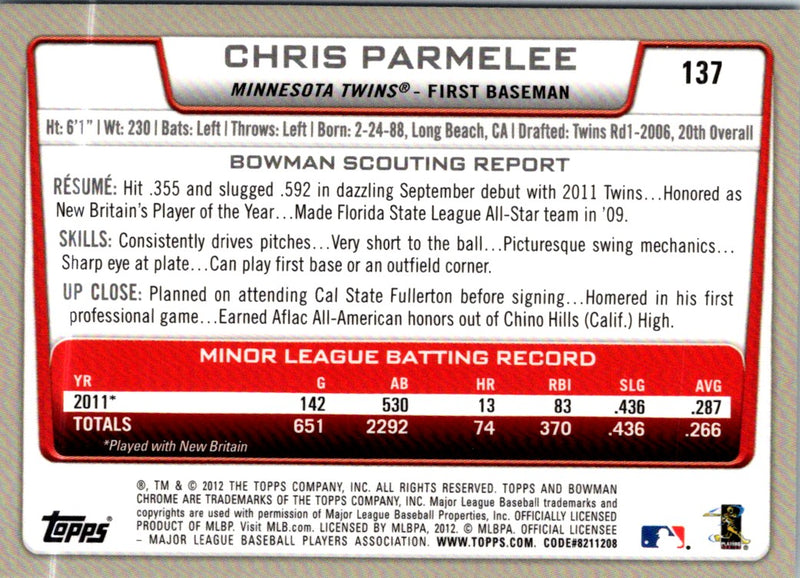 2012 Bowman Chrome Chris Parmelee