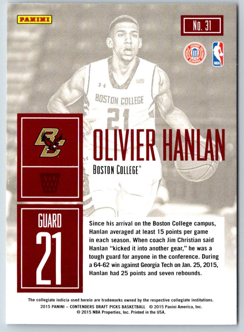 2015 Panini Contenders Draft Picks Game Day Olivier Hanlan