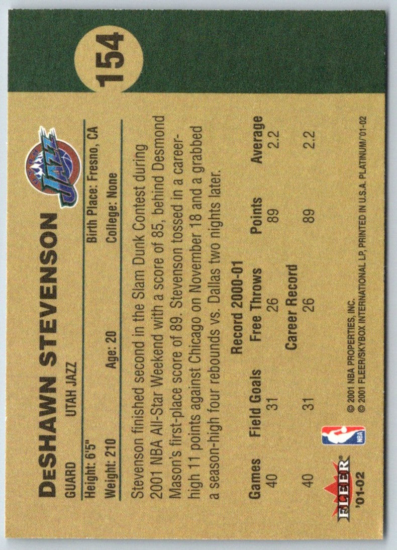 2001 Fleer Platinum DeShawn Stevenson