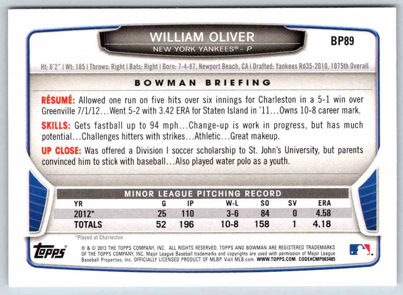 2013 Bowman William Oliver