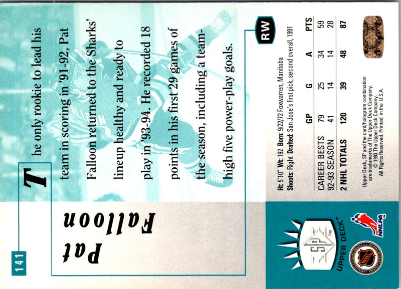 1993 Upper Deck SP Pat Falloon