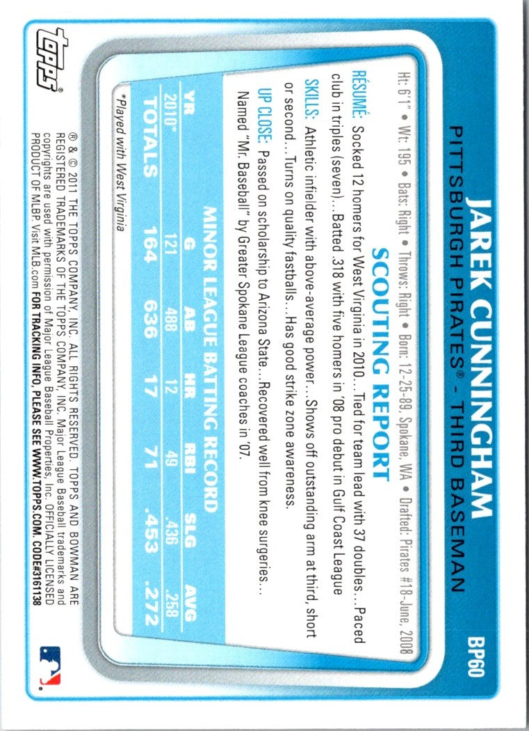 2011 Bowman Prospects Jarek Cunningham