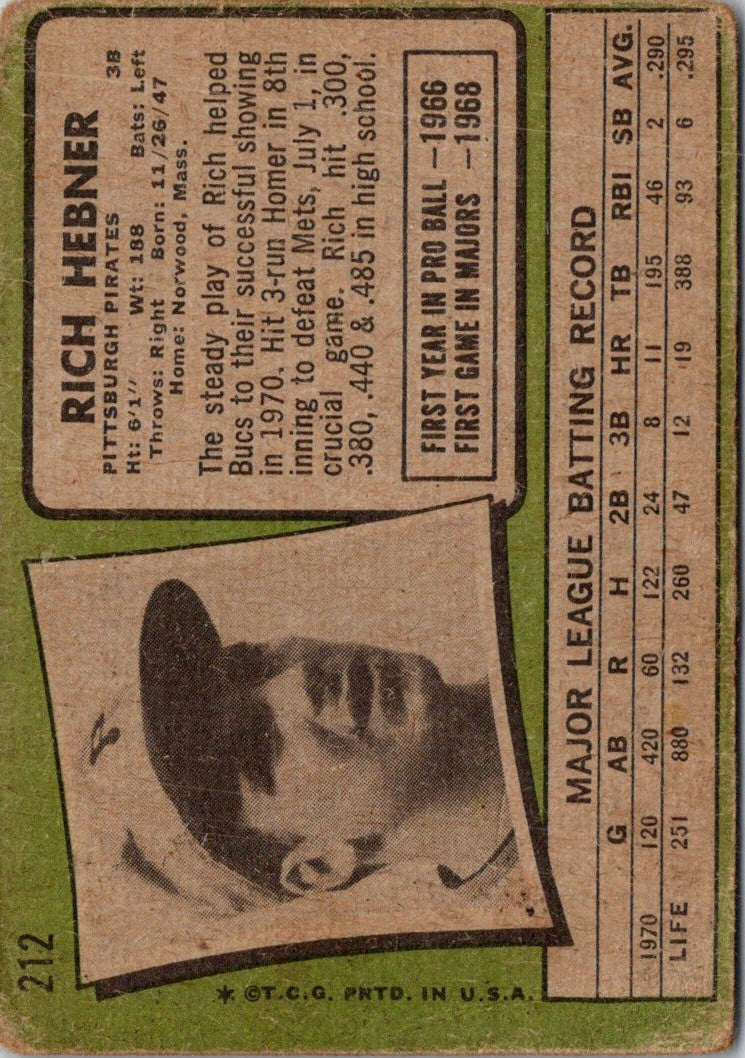 1971 Topps Rich Hebner