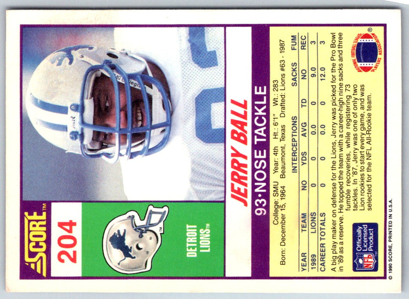 1990 Score Jerry Ball