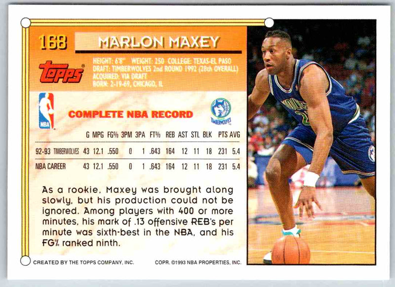 1993 Topps Marlon Maxey
