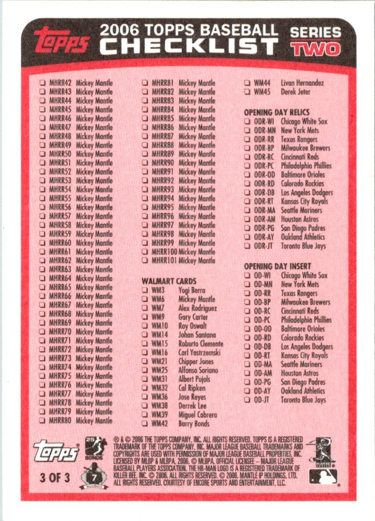 2006 Topps Checklist