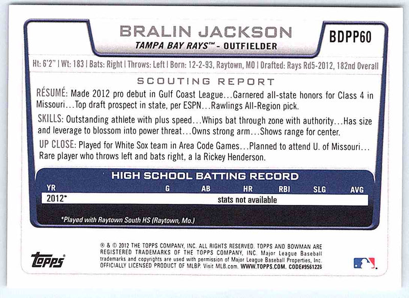 2012 Bowman Bralin Jackson