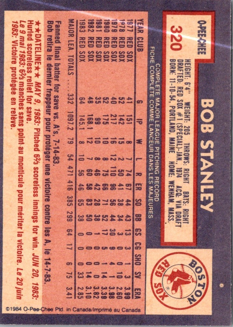 1984 O-Pee-Chee Bob Stanley
