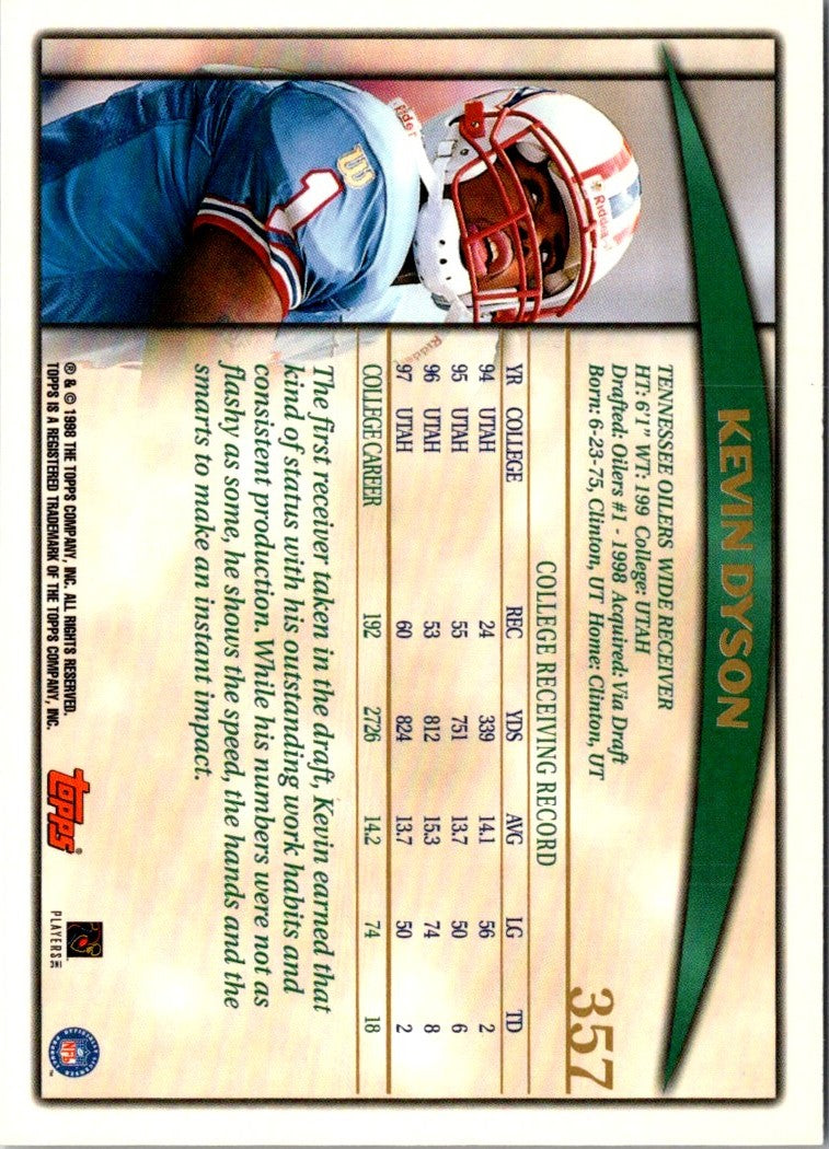 1998 Topps Season Opener Kevin Dyson