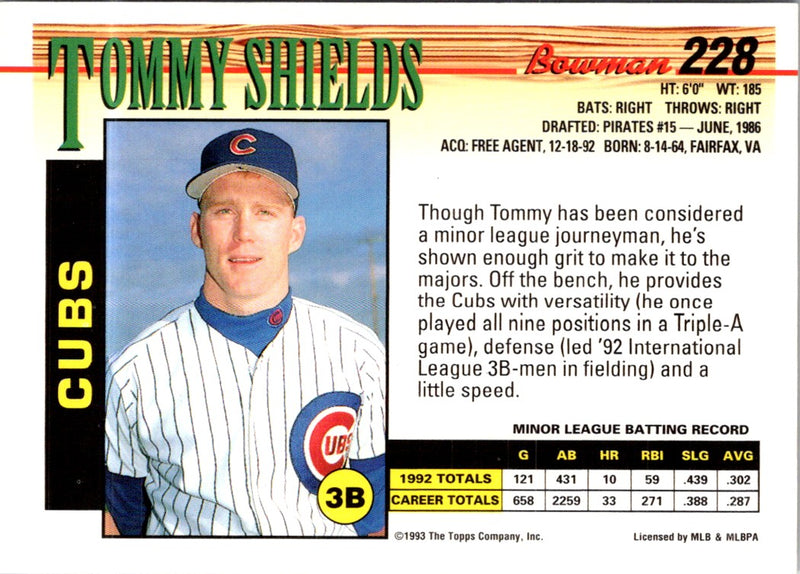 1993 Bowman Tommy Shields