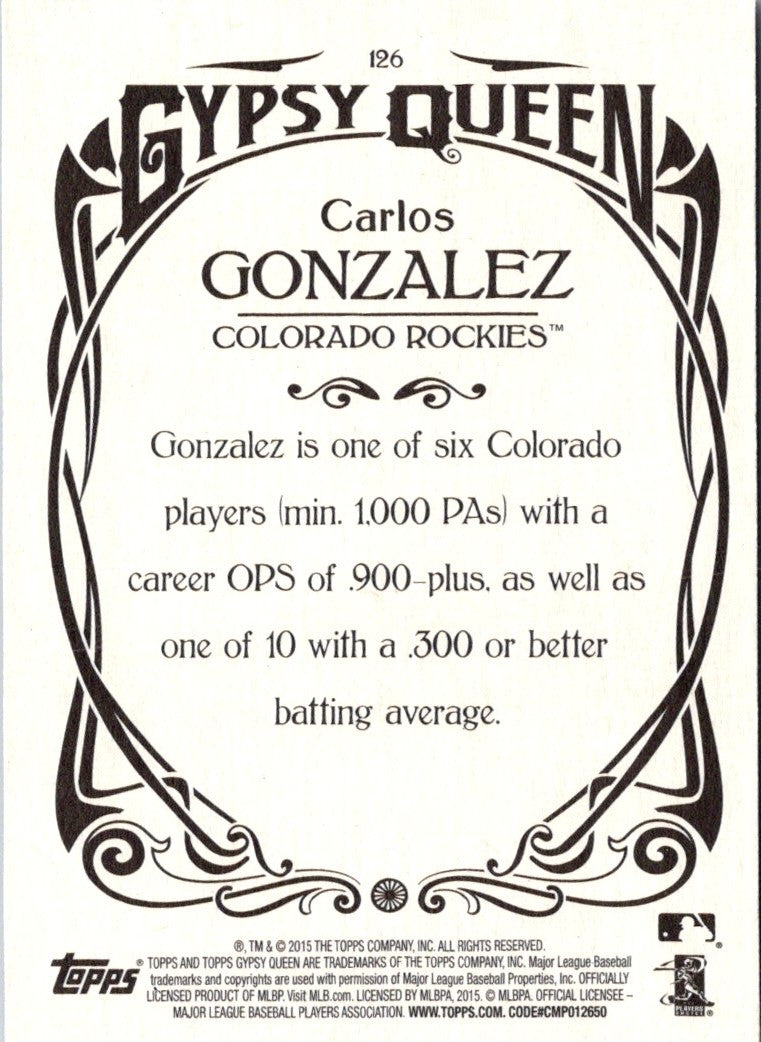 2015 Topps Gypsy Queen Carlos Gonzalez