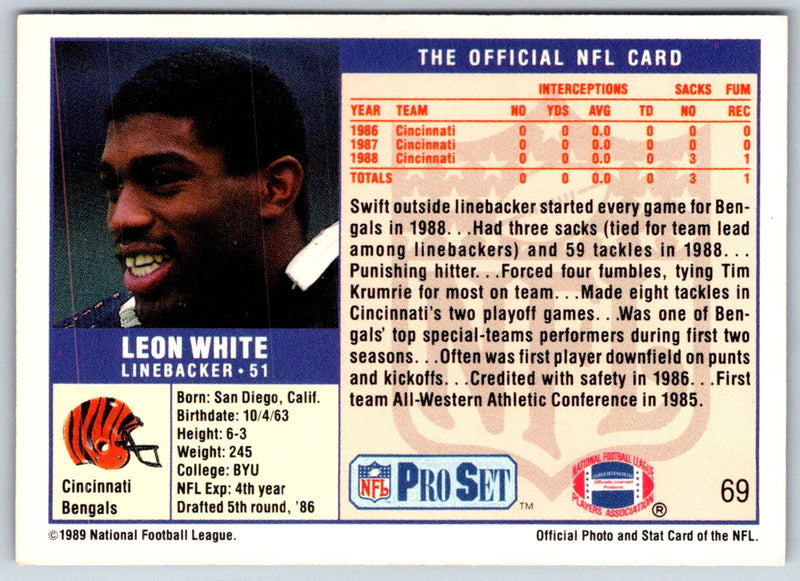 1989 Pro Set Leon White