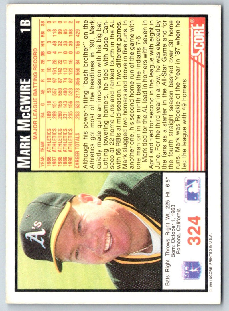 1991 Score Mark McGwire