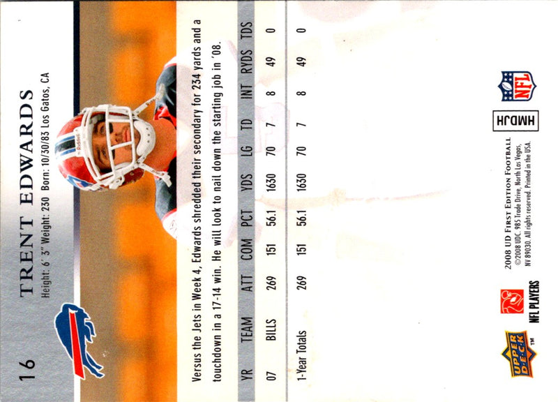 2008 Upper Deck First Edition Trent Edwards