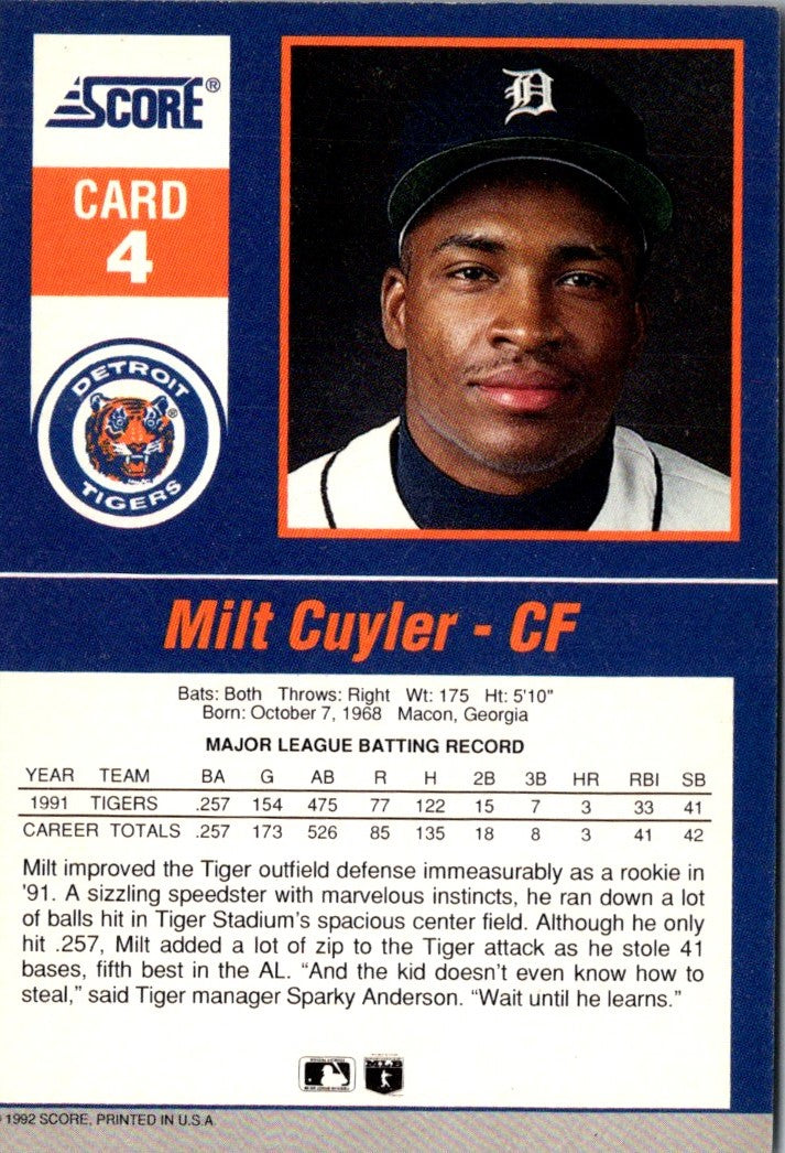 1992 Score Impact Players Milt Cuyler