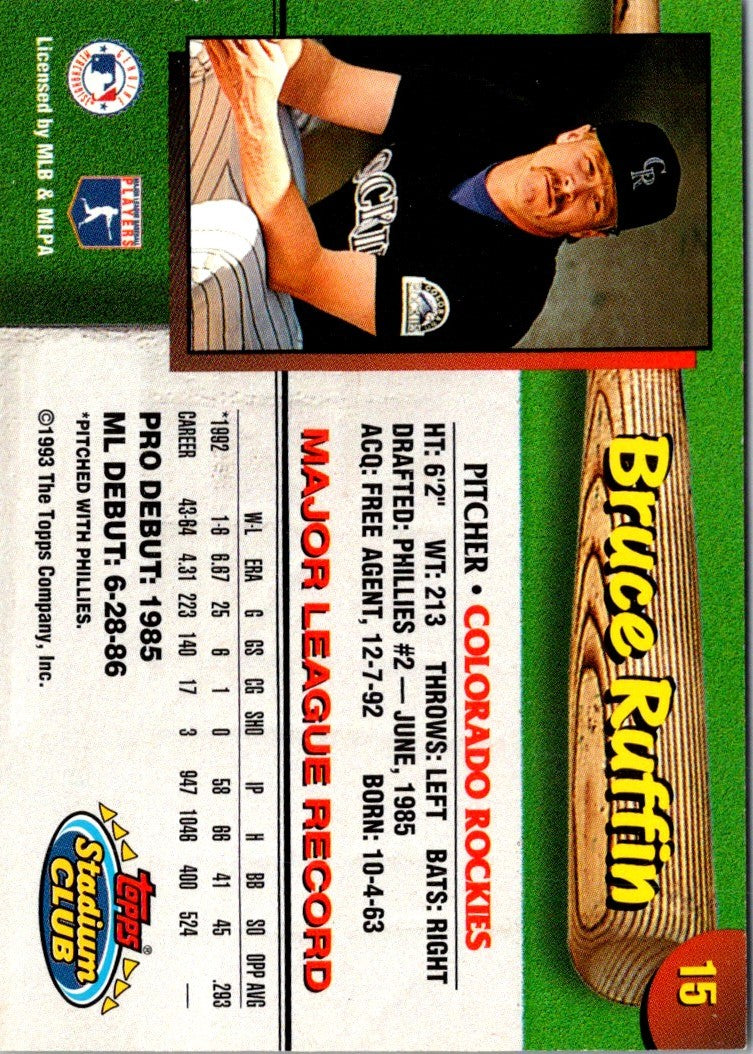 1993 Stadium Club Colorado Rockies Bruce Ruffin