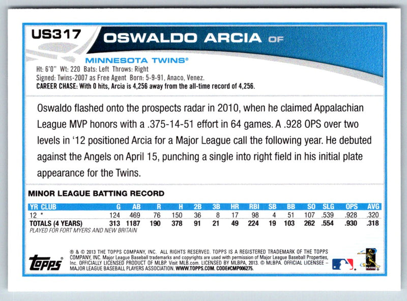 2013 Topps Update Oswaldo Arcia