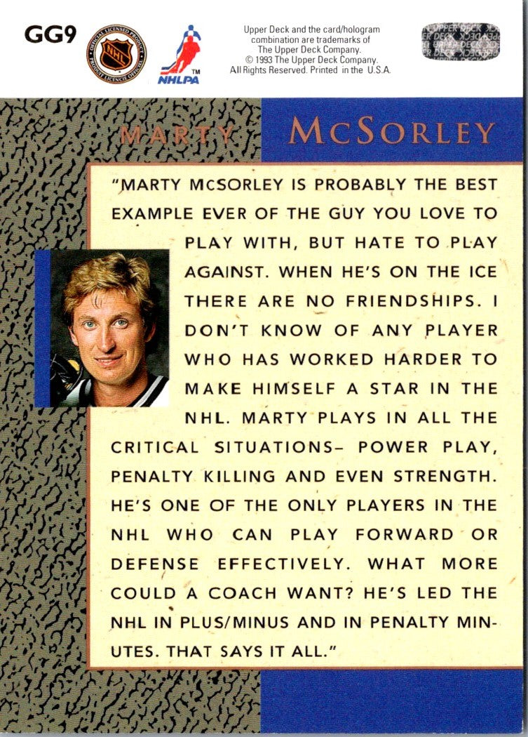 1993 Upper Deck Gretzky's Great Ones Marty McSorley