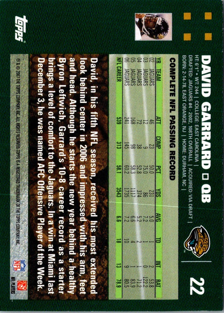 2007 Topps David Garrard