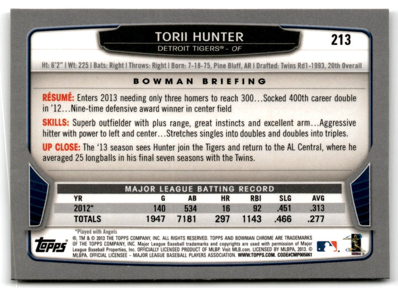 2013 Bowman Chrome Torii Hunter