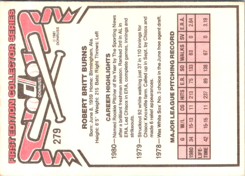 1981 Donruss Britt Burns