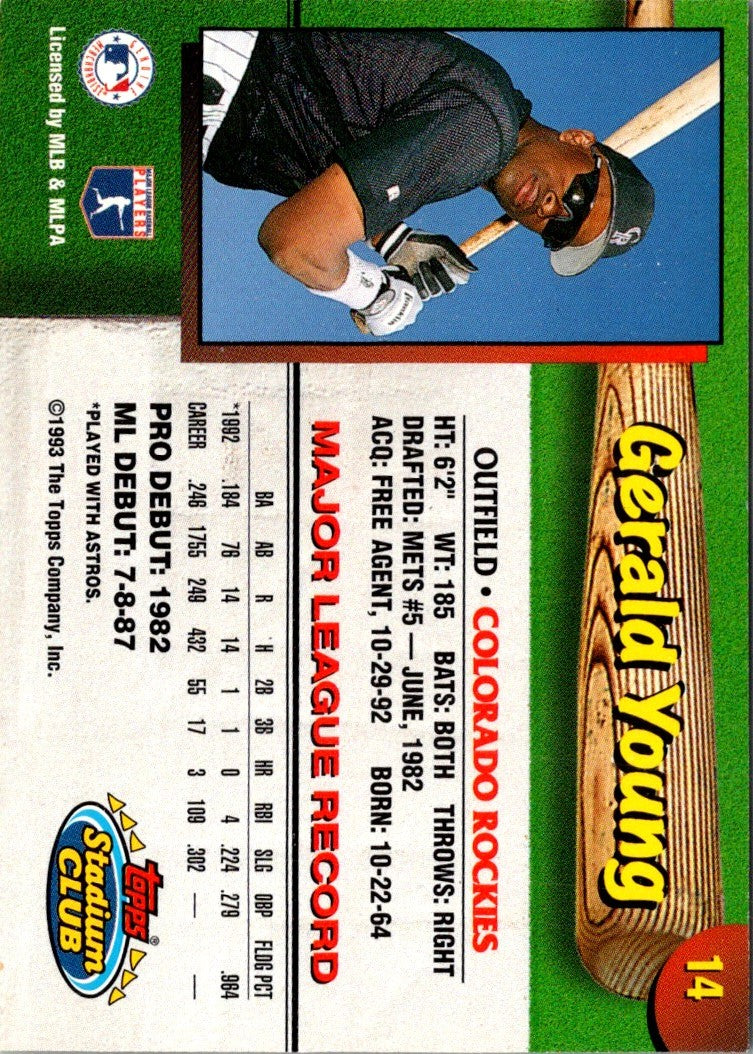 1993 Stadium Club Colorado Rockies Gerald Young