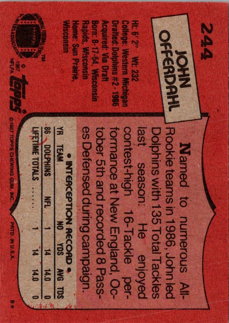 1987 Topps Stickers Phil Simms/John Offerdahl