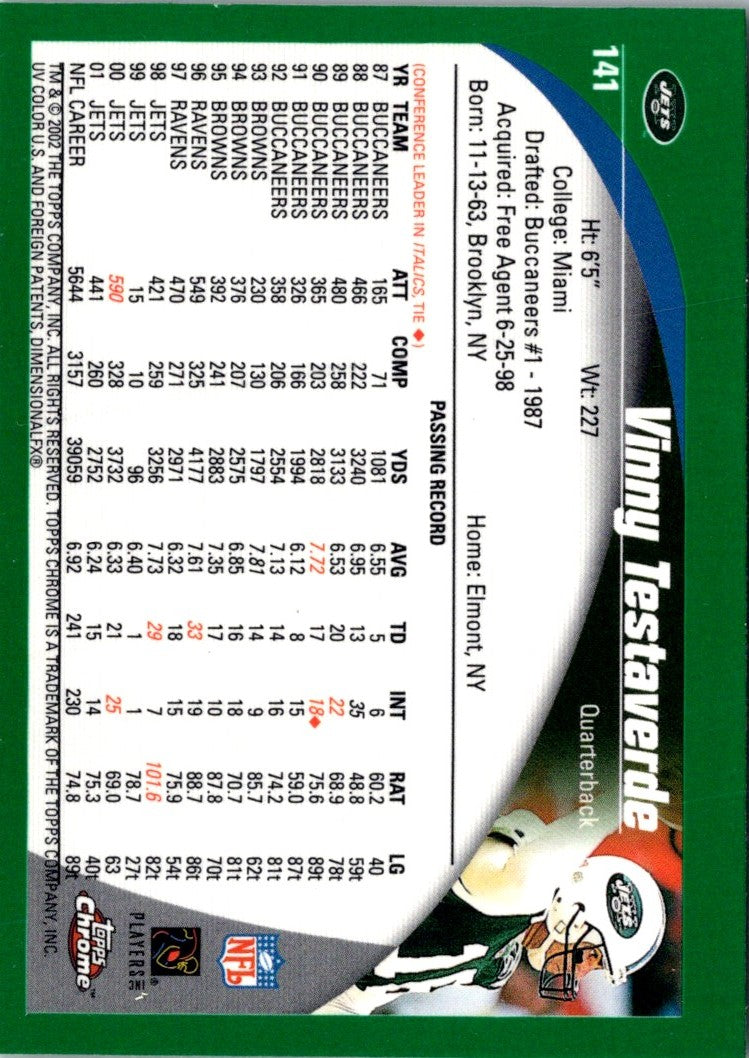 2002 Topps Chrome Vinny Testaverde