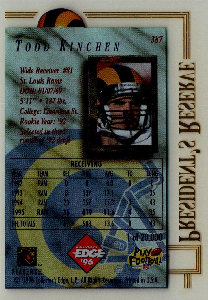 1996 Collector's Edge President's Reserve Todd Kinchen