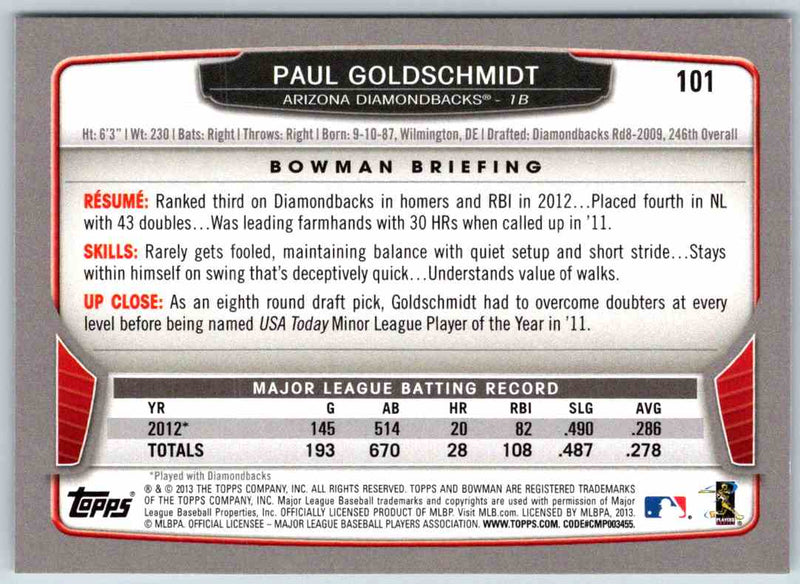 2013 Bowman Paul Goldschmidt