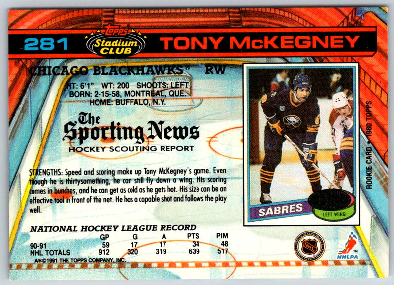 1991 Stadium Club Tony McKegney