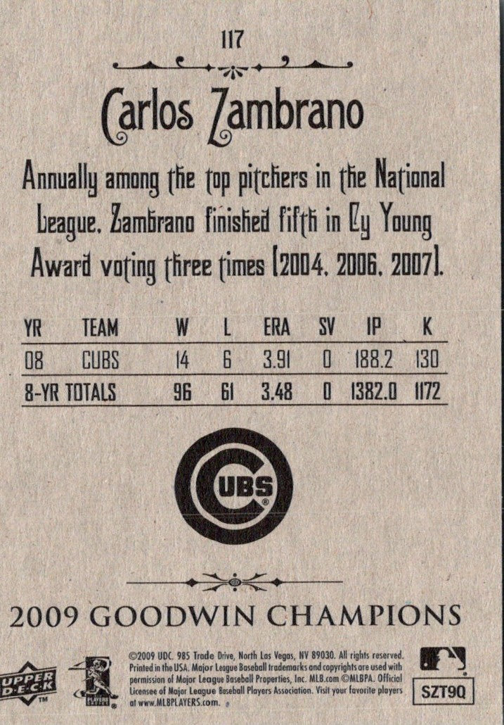 2009 Upper Deck Goodwin Champions Carlos Zambrano