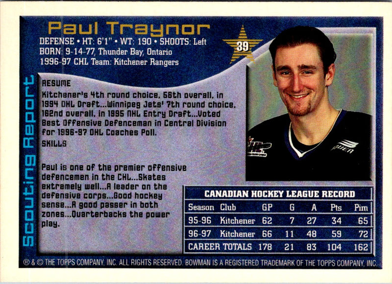 1997 Bowman CHL Paul Traynor