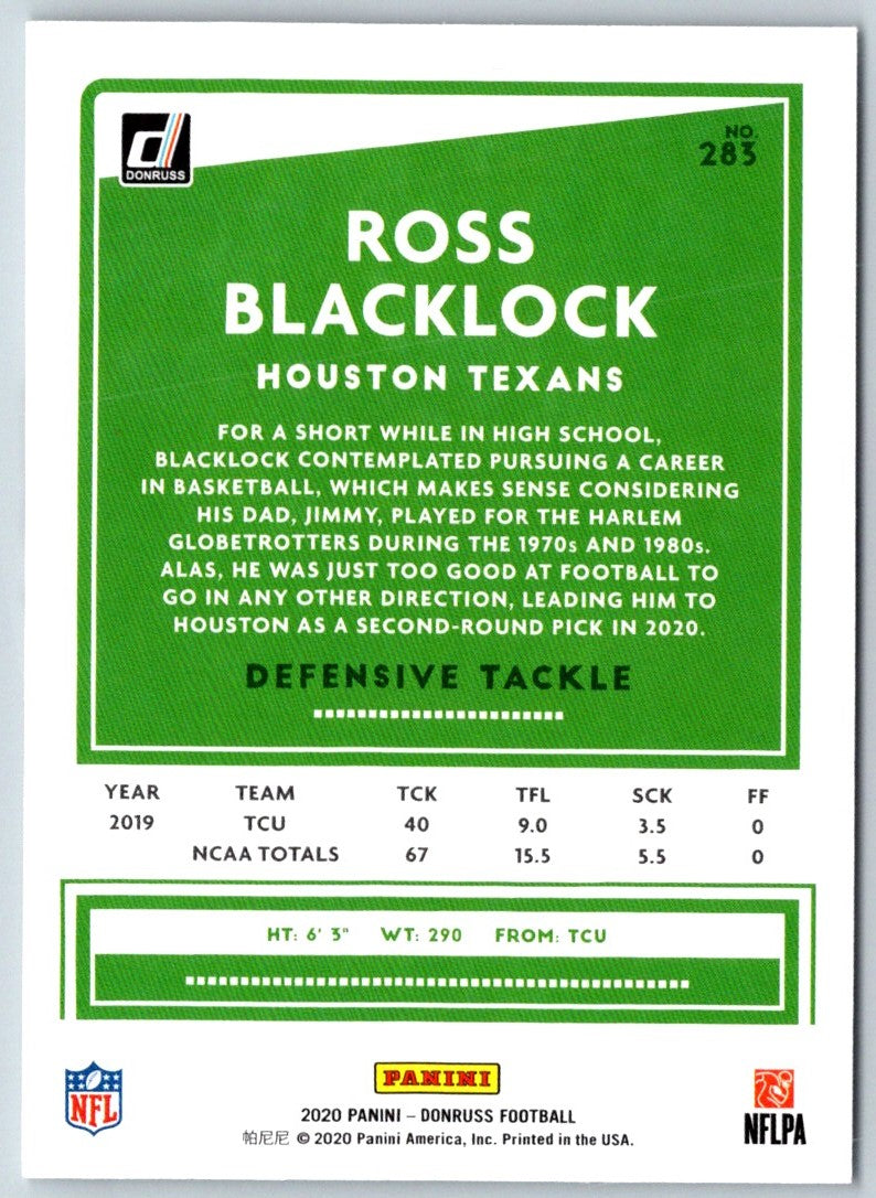 2020 Donruss Ross Blacklock