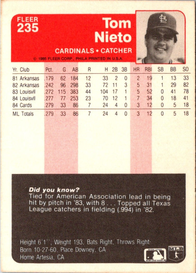 1985 Fleer Tom Nieto