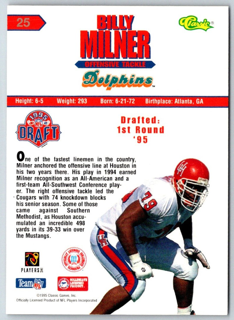 1995 Classic NFL Rookies Billy Milner