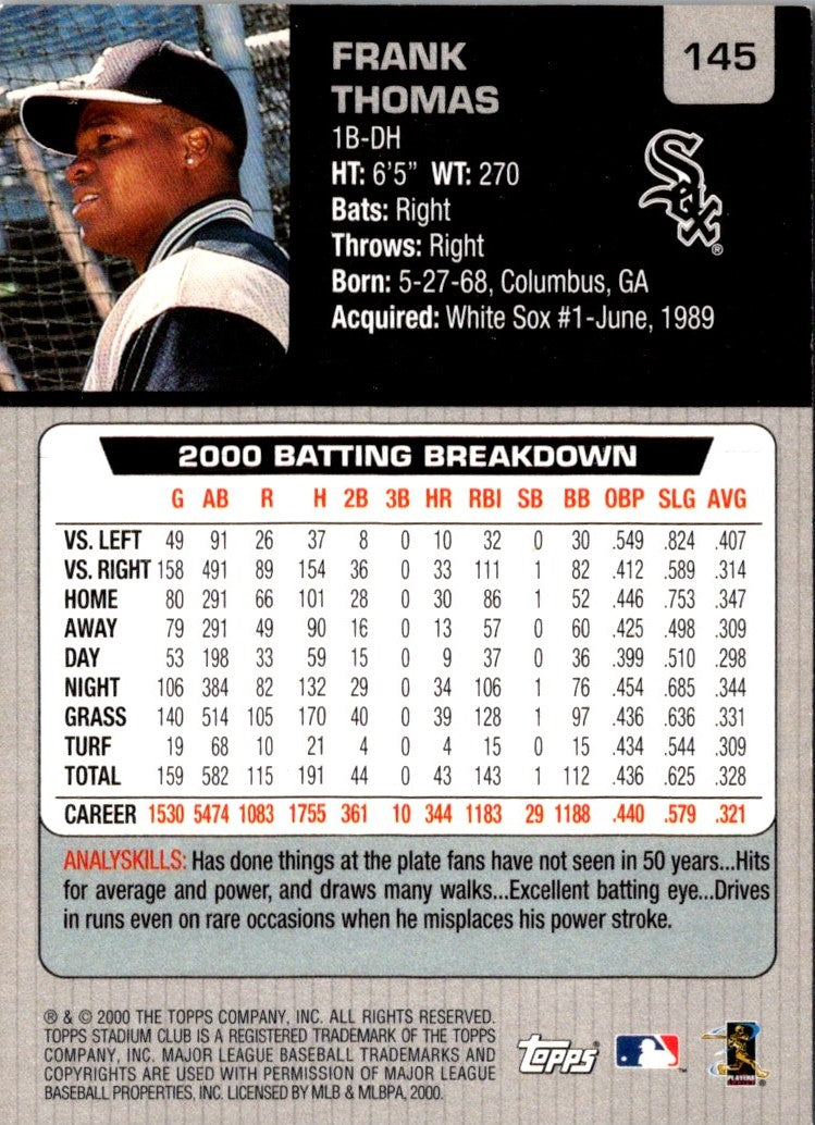 2001 Stadium Club Frank Thomas