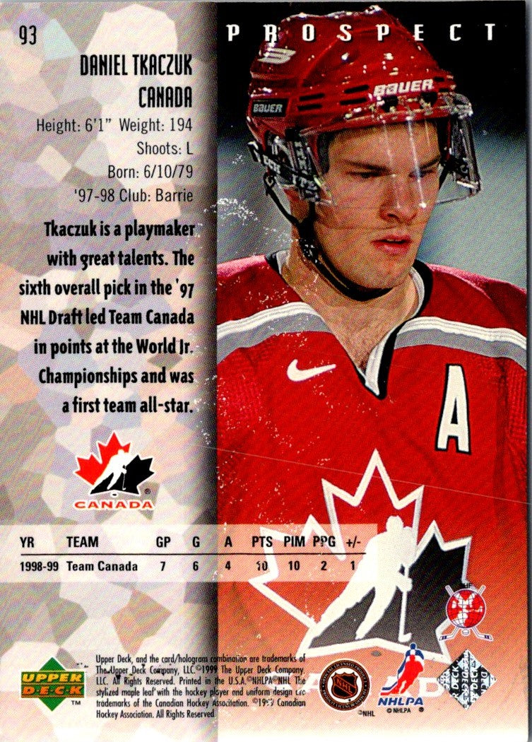 2000 Upper Deck Black Diamond Daniel Tkaczuk