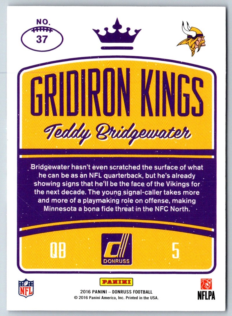 2016 Donruss Gridiron Kings Teddy Bridgewater