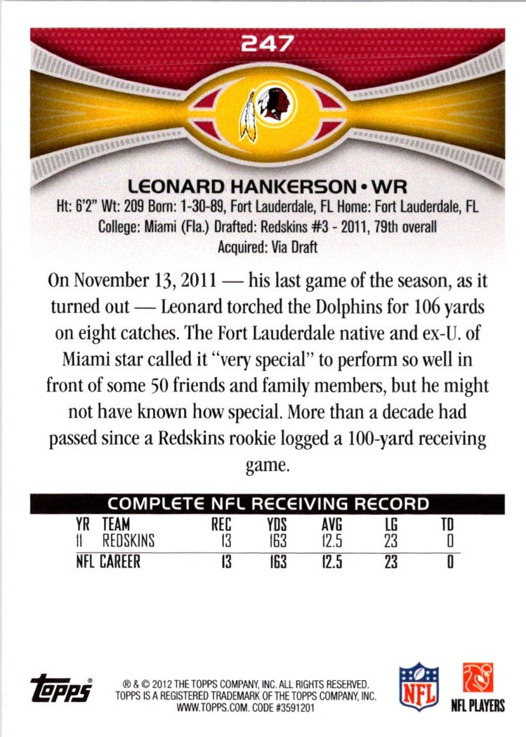 2012 Topps Leonard Hankerson