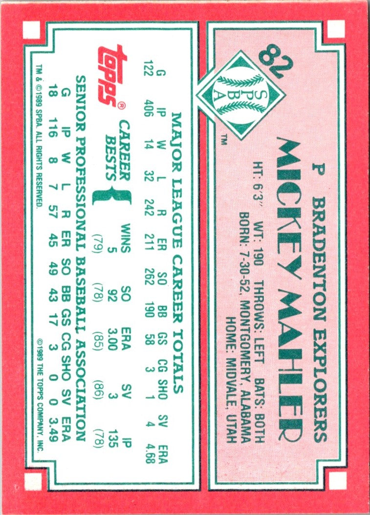 1989 Topps Senior League Mickey Mahler