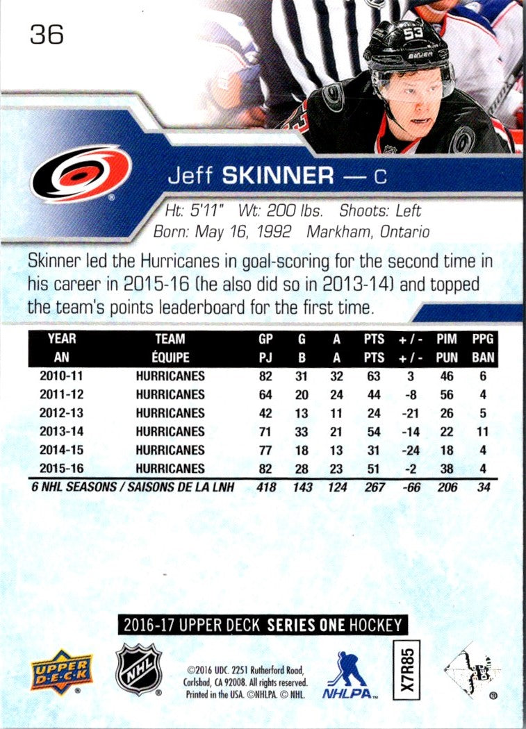 2016 Upper Deck Jeff Skinner