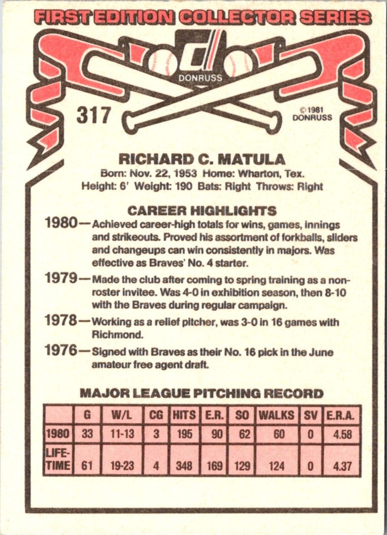 1981 Donruss Rick Matula