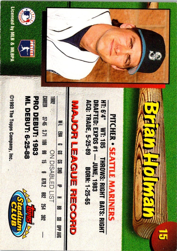 1993 Stadium Club Seattle Mariners Brian Holman