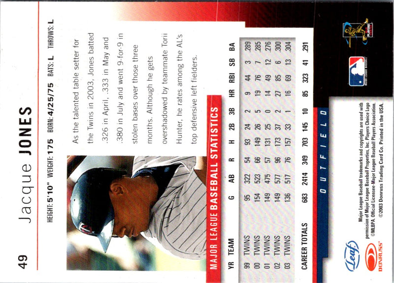 2004 Leaf Second Edition Jacque Jones