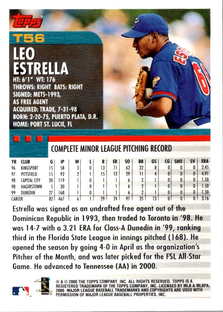 2000 Topps Chrome Traded & Rookies Leo Estrella