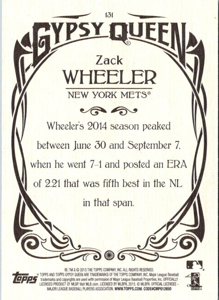 2015 Topps Gypsy Queen Zack Wheeler