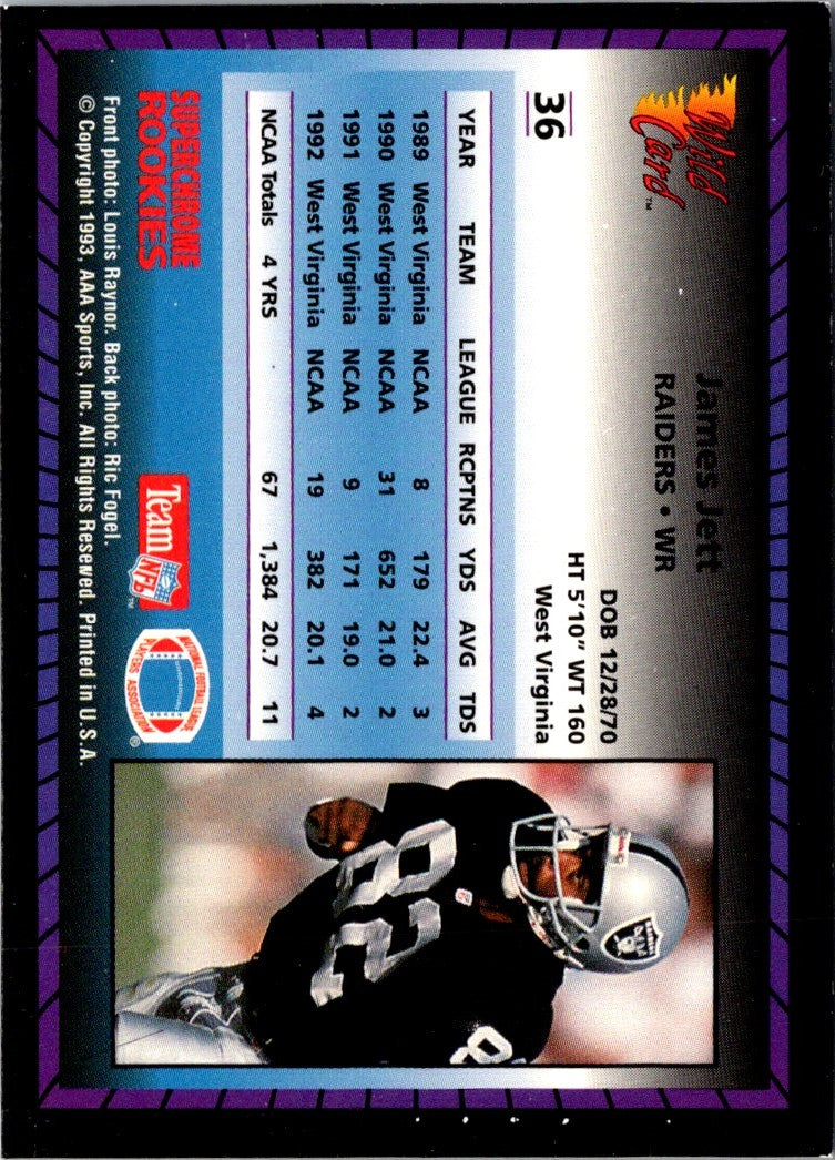 1993 Wild Card Superchrome Rookies Back to James Jett/Robert Smith