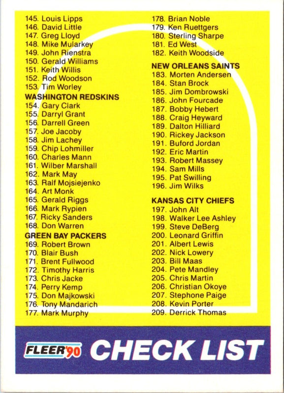 1990 Fleer Checklist: 145-274 #399