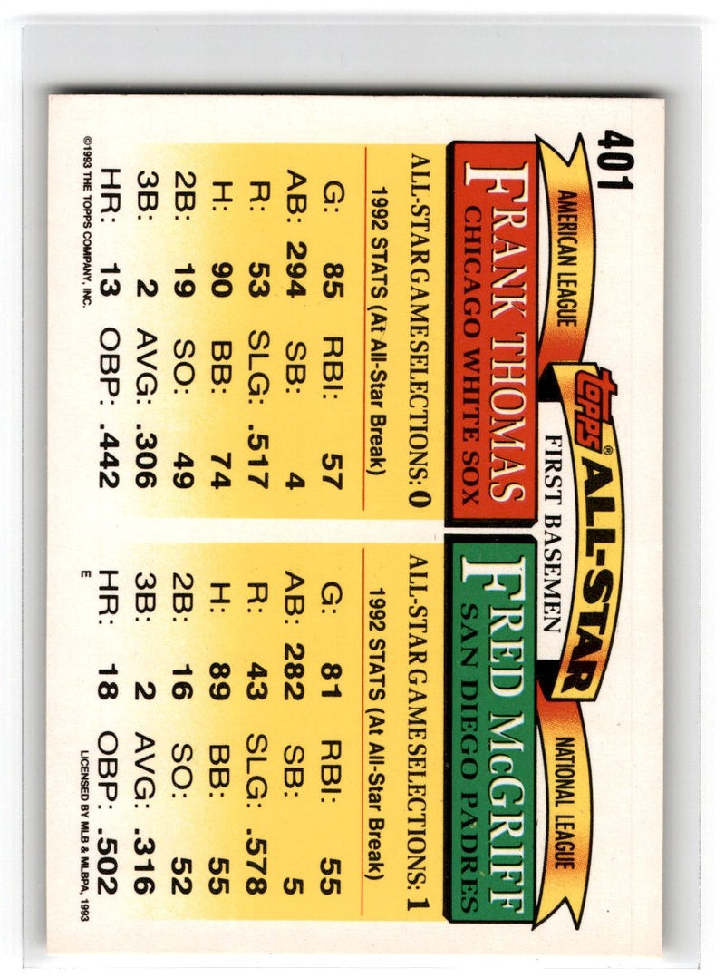 1993 Topps Fred McGriff/Frank Thomas